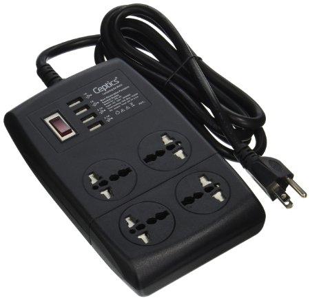 Ceptics PS-4U Heavy Duty Power Strip 4 Universal Outlet 4/4.2A USB Charger 100v-240v Power Sockets