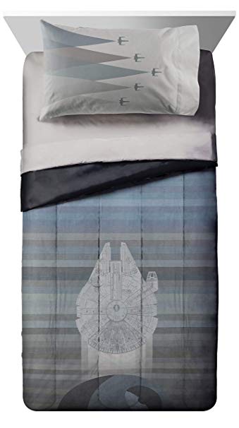 Jay Franco Star Wars Millennium Falcon Vs. Death Star Queen Duvet Cover Set - Super Soft Kids Reversible Bedding - Fade Resistant Polyester Microfiber Fill (Official Star Wars Product)