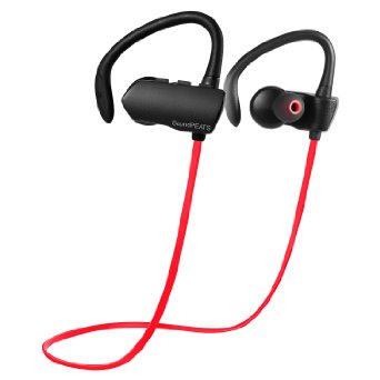 SoundPEATS Wireless Earbuds Sweatproof Secure Fit Bluetooth Headphones for Running (Bluetooth 4.1, aptx, Secure Ear Hooks Design, 6 Hours Play Time, Upgraded Version) - Q9A  Red