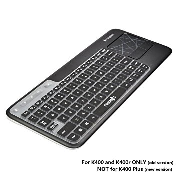 COSMOS Ultra Thin silicone soft keyboard cover skin for Logitech Wireless Touch Keyboard K400 and K400r (Black)