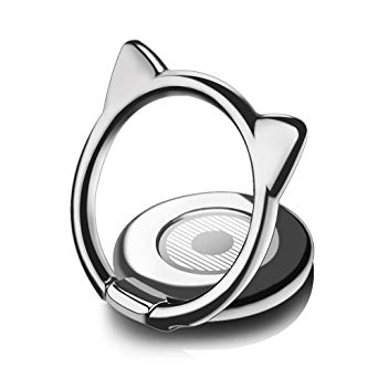aceyoon Attachable Phone Holder Finger Ring Stand Cute Cat Shape Ultra Thin 360 Degree Rotating Bowknot Anti Drop Magnetic Phone Ring Compatible for iPhone X / 8/7 and Other Smartphones