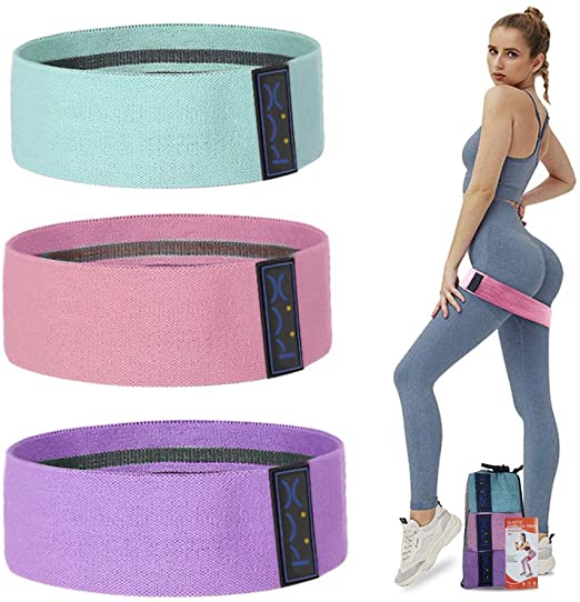 KYX Non-Slip Resistance Bands for Legs and Butt, Suitable for Home Fitness, Non Slip Exercise Bands for Women Men, Yoga, Strength Training and Various Exercises, Elastic and Comfortable