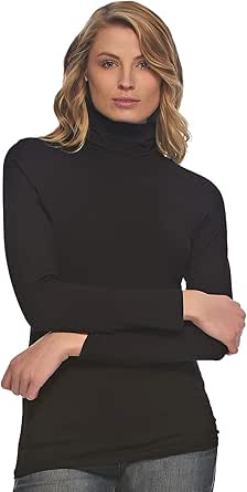 Felina Women's Turtleneck - Super Soft Cotton Modal, Long Sleeve, Foldable or Scrunchable Collar, Tagless for Comfort