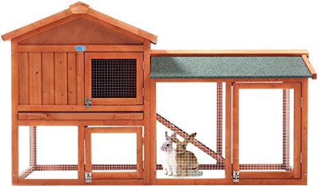 JAXPETY New 58”Chicken Coop Wooden Bunny Rabbit Hutch w/Run and Nest Box