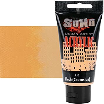 SoHo Urban Artist Heavy Body Acrylic Paint High Pigment Perfect for Canvas, Wood, Ceramics with Excellent Coverage for Professionals and Students - 75 ml Tube - Flesh (Caucasian)