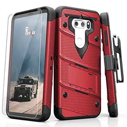 LG V30 Case, Zizo [Bolt Series] FREE [LG V30 Clear Glass Screen Protector] Kickstand [12 ft. Military Grade Drop Tested] Holster - LG V30