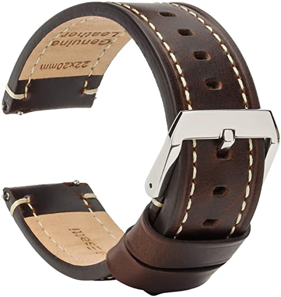 Brismassi Esetti Leather Watch Band Quick Release Watch Straps - Top Grain Smooth Genuine Leather Watchband - 20mm 22mm 24mm for Men, Watches & Smartwatches