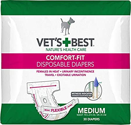 Vet's Best Comfort Fit Dog Diapers Disposable Female Dog Diapers Absorbent with Leak Proof Fit