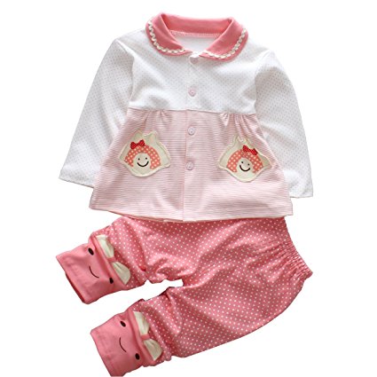 2pcs Baby Girl Clothes Set Infant Outfits with Long Sleeve Toddler Shirt   Pants