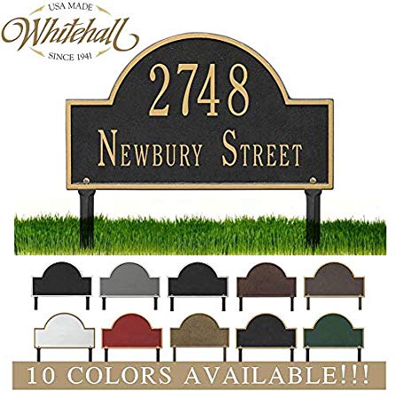 Metal Address Plaque Personalized Cast Lawn Mounted Arch Plaque. Display Your Address and Street Name. Custom House Number Sign.