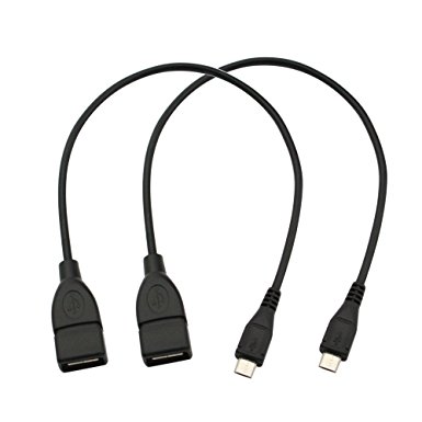 Micro-USB to USB Cable OTG On The Go Adapter for USB camera or Android or Windows Smart Phones Tablets with OTG Function (2-Pack)