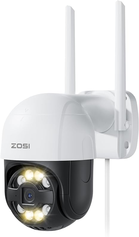 ZOSI 4MP WiFi PTZ Security Camera,Pan/Tilt Outdoor IP Camera,Person Vehicle Detection,Auto Tracks Human,2 Way Audio,Night Vision,Floodlight Siren,Remote Access,5X Digital Zoom,for Home Surveillance