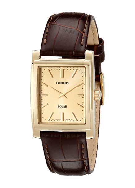 Seiko Men's Brown Leather Strap Solar Dress Watch