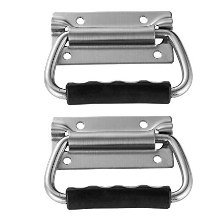 JQK Loaded Case Handle, 304 Stainless Steel Surface Mount Chest Handle with Rubber Grip, Thickened 1.5mm (Pack of 2), HCH300-P2