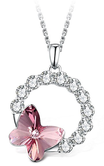 T400 Jewelers "Dream Chasers" Love Gift Swarovski Elements Crystal Butterfly Pendant Necklace Women's Jewelry