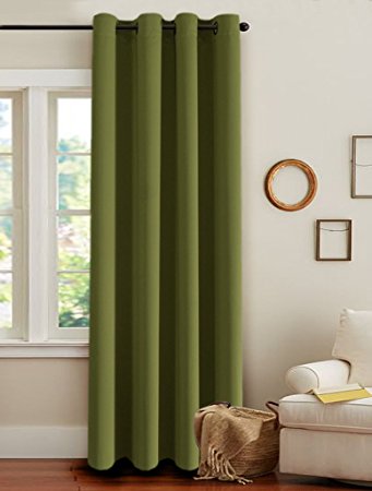 H.Versailtex Premier Blackout Curtains Thermal Insulated Room Darkening Window Treatment Panels (Grommet,52"W by 84"L,Olive Green,Set of 1)