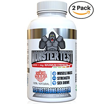 Testosterone Booster-5452 mg Monster Test Cranks T-Levels Naturally (240 Capsules-2 Month Supply Bundle) Formulated In the USA to Gain Muscle Mass, Boost Energy in the Gym, Last Longer in the Bedroom.