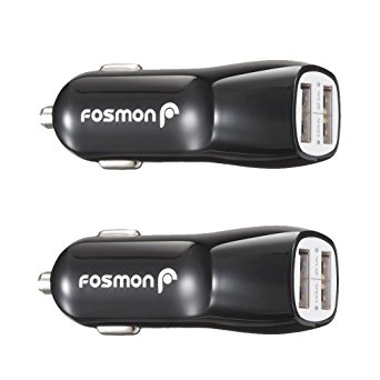 Dual Port USB Car Charger (2 Pack), Fosmon (2.1A   1.0A) USB Car Charger for Apple iPhone X/8 Plus/8, Galaxy Note 8/S8 Plus, Moto G5/G5 Plus, HTC 10, LG G6/V30, Google Pixel 2/XL 2, Nokia 6 (Black)
