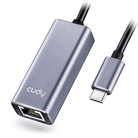 Cudy UA200 Unibody Aluminum USB C to Ethernet Adapter, 10/100/1000 Mbps RJ45, USB C Ethernet Adapter for MacBook Pro 2016/2017/2018, ChromeBook, XPS, Galaxy S9/S8, and More