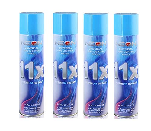 4 Cans NEON 11X Butane Refill Fuel Fluid Lighter Ultra Refined 11 Times 10.14 Oz