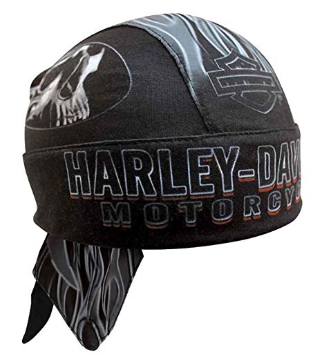 Harley-Davidson Men's Engulfed Flaming Skull Head Wrap, Moisture Wicking HW15290