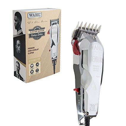 Wahl Professional 5-Star Senior Vintage Edition Clipper #8545-300 - With 3 Attachment Combs - Blades Adjust to Zero Overlap - V9000 Electromagnetic Motor