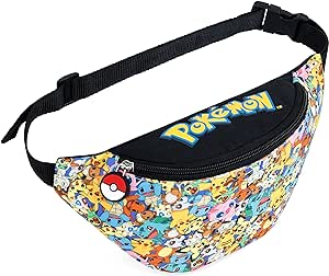 Pokemon Bum Bag for Boys and Girls Pikachu Lightweight Adjustable Fanny Pack Waist Bag Travel Pouch for Travel Sports School Pokemon Gifts for Boys