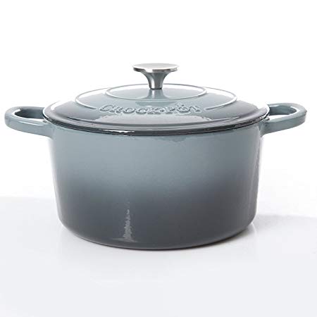 Crock Pot 69146.02 Artisan 7 Quart Enameled Cast Iron Oval Dutch Oven, Slate Gray