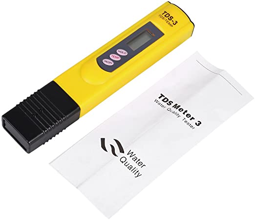 Premium Digital LCD Water Quality Testing Pen Purity Filter TDS Meter Tester 0-9990 PPM Temp Portable(Yellow)