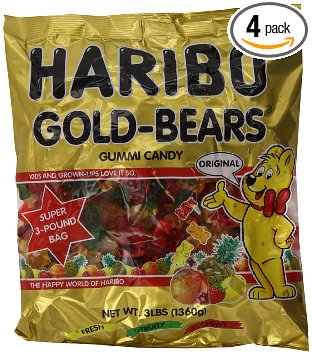 Haribo Gold-Bears Gummy Candy, 3 Pound Bag (Pack of 4)