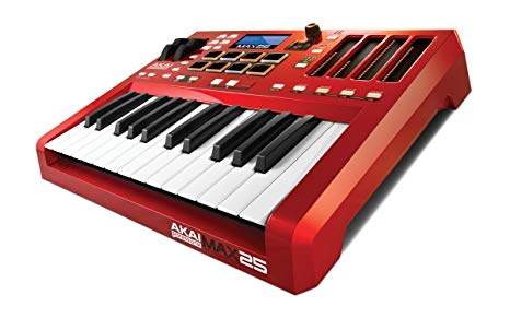 Akai Professional MAX25 | 25-Key USB MIDI Keyboard & Drum Pad Controller with CV/Gate Outputs (8 Pads / 4 LED Touch Faders)