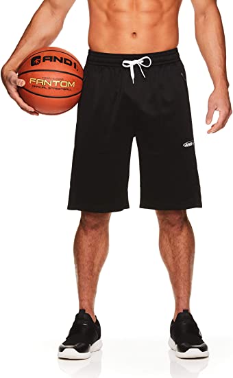 AND1 Men's Basketball Gym & Running Sweat Shorts w/Elastic Drawstring Waistband & Zipper Pockets