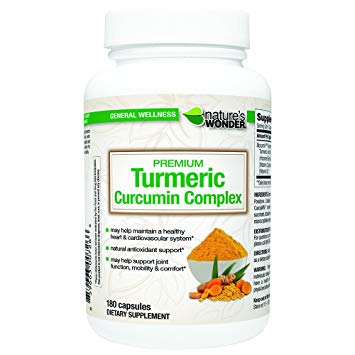 Nature's Wonder Premium Turmeric Curcumin Complex 500 mg Capsules, 180 Count