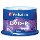 Verbatim 47 GB up to16x Branded Recordable Disc DVDR - 50 Disc Spindle 95037