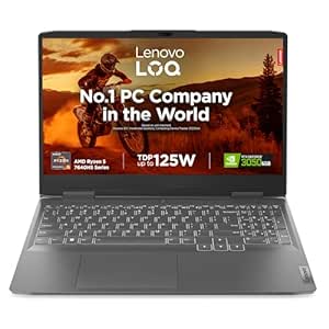 Lenovo LOQ AI Powered AMD Ryzen 5 7640HS 15.6" (39.6cm) FHD IPS 144Hz 350Nits Gaming Laptop (16GB/512GB SSD/Win 11/NVIDIA RTX 3050 6GB/Office 2021/3 Month Game Pass/Storm Grey/2.4Kg), 82XT00EEIN