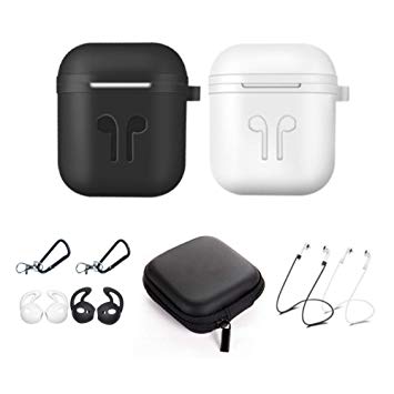 Applestore Compatible Airpods Cover Case 11 in 1 Airpods Accessories Kits Protective Silicone Skin Case for Apple AirPods Charging case with Airpods Ear Hook Grips/Keychains/Box/Airpods Staps