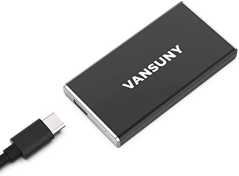 Vansuny 250GB External SSD, USB 3.1 550MB/s High-Speed Read Write Portable SSD External Hard Drive USB C Mobile Solid State Drive (250 G, Black)