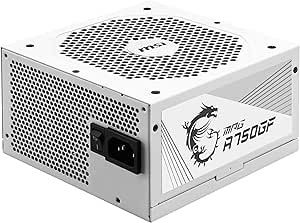 MSI MPG A750GF White Gaming Power Supply - Full Modular - 80 PLUS Gold Certified 750W - 100% Japanese 105°C Capacitors - Compact Size - White Color ATX PSU