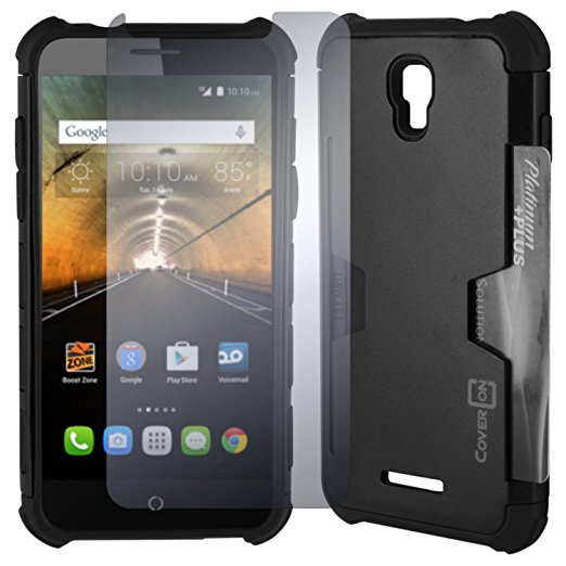 Alcatel One Touch Elevate Case, CoverON® [Smart Armor Series] Slim Phone Cover Corner Bumper   Grip   Card Slot Case For Alcatel One Touch Elevate - Black & Black