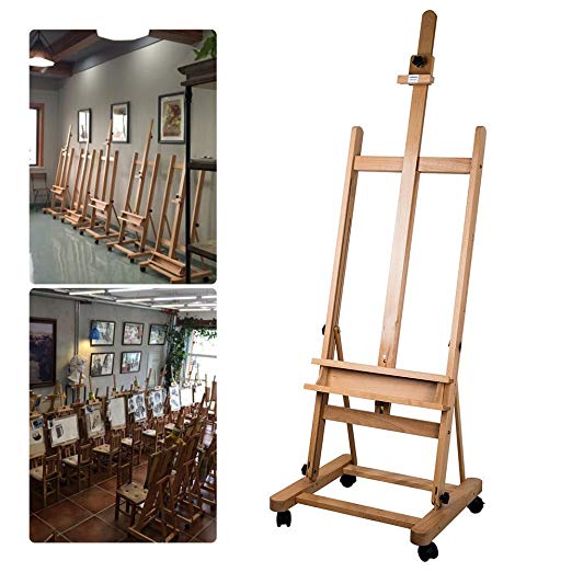 TopHomer Adjustable Studio Easel Movable Artist Painting Easel Durable Classic Beech Wood, Height 69.3”-96.5” Holds Canvas Height Up To 47”