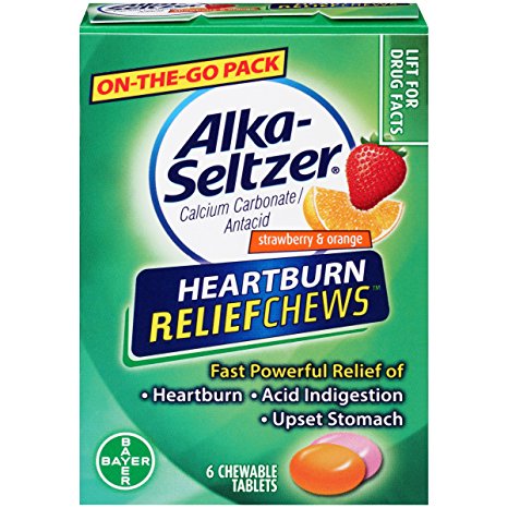 Alka-Seltzer Heartburn Relief Chews, Strawberry and Orange, 6 Count
