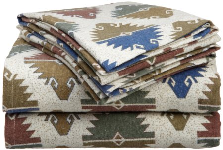 Divatex 100-Percent Cotton Flannel Cal King Sheet Set, Aztec