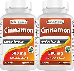 Best Naturals Cinnamon 500 mg 250 Capsules (250 Count (Pack of 2))