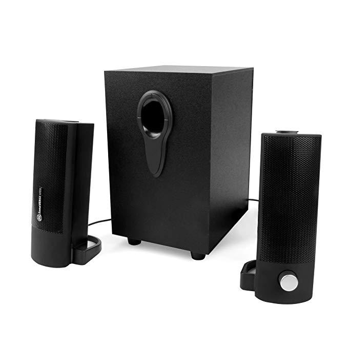 GOgroove 2.1 Computer Speakers with Wired Subwoofer - SonaVERSE UTR USB Powered PC Speakers with 22W Peak Power, 3.5mm Input, and Transforming Stereo Satellites for Laptops and Desktops (Black)