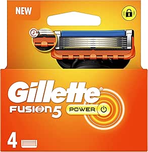 Gillette Fusion 5 Power Cuchillas de Afeitar Hombre, Paquete de 4 Cuchillas de Recambio (el embalaje puede variar)