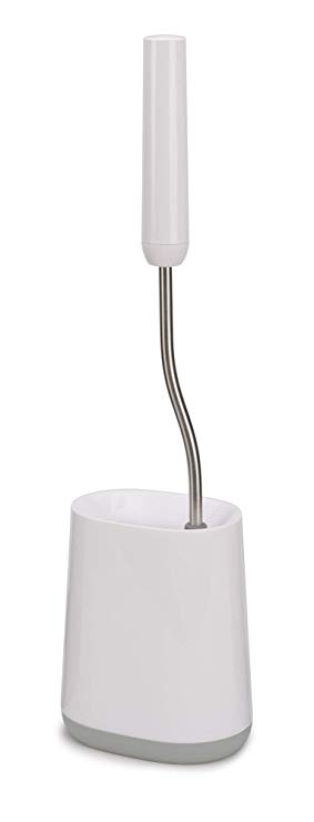 Joseph Joseph Flex Lite Toilet Brush with Extra Slim Holder Flexible Anti-Drip Head, Gray