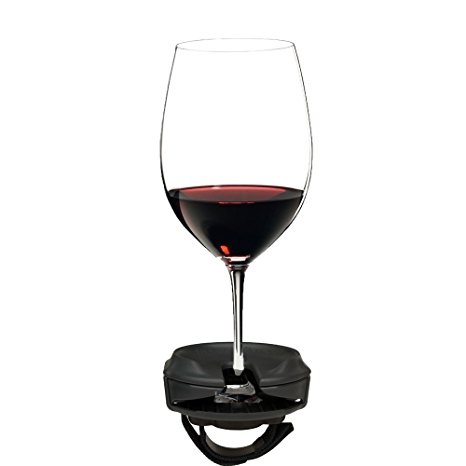 Outdoor Wine Glass Holder by Bella D'Vine for Stemmed wine glasses, Comes With a Strap Base For Chairs and Railing, Fun Wine Gift in GRAPHITE GREY