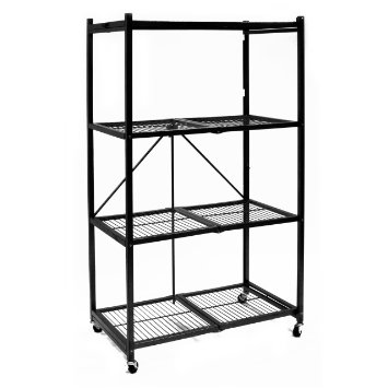 Origami R5-01W General Purpose 4-Shelf Steel Collapsible Storage Rack with Wheels Large