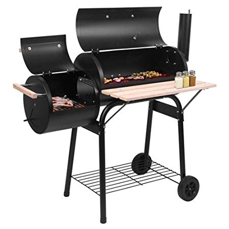 Lovinland Charcoal Grill BBQ Grill with 2 Cooking Area and Wheels for Camping Backyard Party