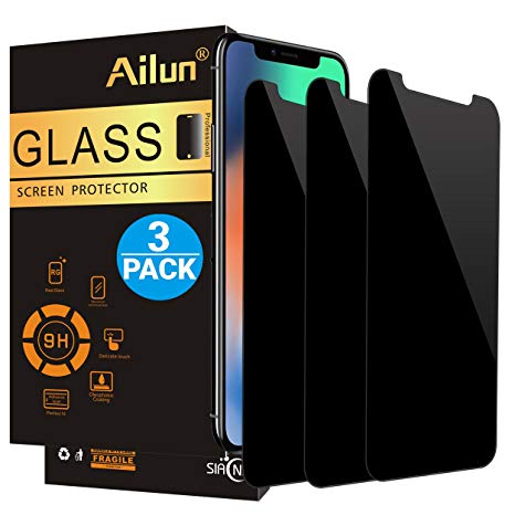 iPhone X Privacy Screen Protector,Anti-Spy,Anti-Glare,by Ailun,Tempered Glass for iPhone X,Anti-Scratch,Case Friendly